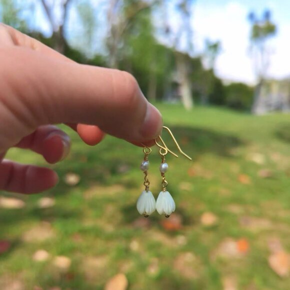 Delicate Pearl-Drop Earrings - Picture 1 of 2